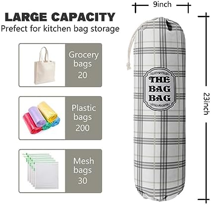 Classic Buffalo Check Plaid Grocery Bags Holder Organizer - Image 2