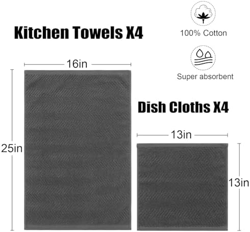 100% Cotton Kitchen Towels and Dishcloths Set - Image 3
