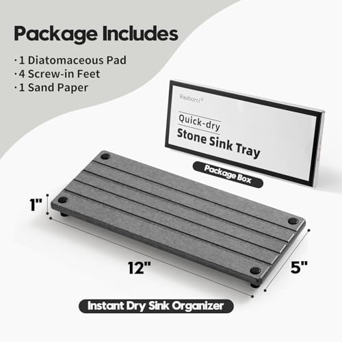 Razborci Instant Dry Sink Caddy Kitchen Sink Organizer, Quick Drying Stone Tray - Image 3