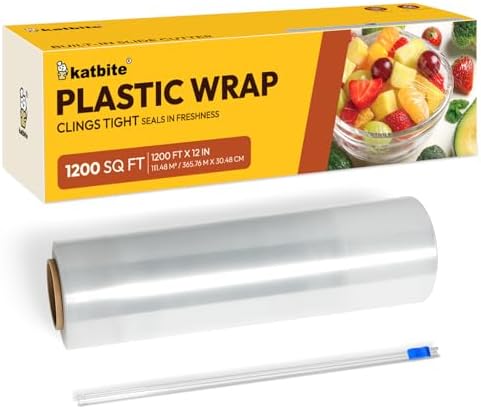 Katbite Plastic Wrap with Slide Cutter, 12 in x 1200 sq ft Cling Wrap - Image 2