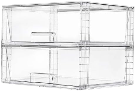 Vtopmart 2 Pack Large Clear Stackable Storage Drawers by Vtopmart