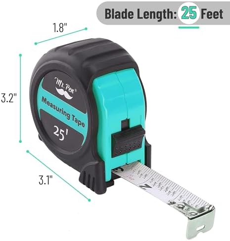 Mr. Pen- Retractable Tape Measure 25 ft, Turquoise Blue, Easy Read - Image 2