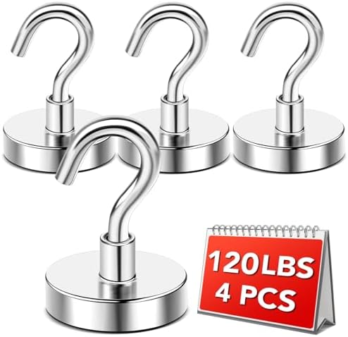 DIYMAG Magnetic Hooks, Strong Magents 4 Pack 120lbs by DIYMAG