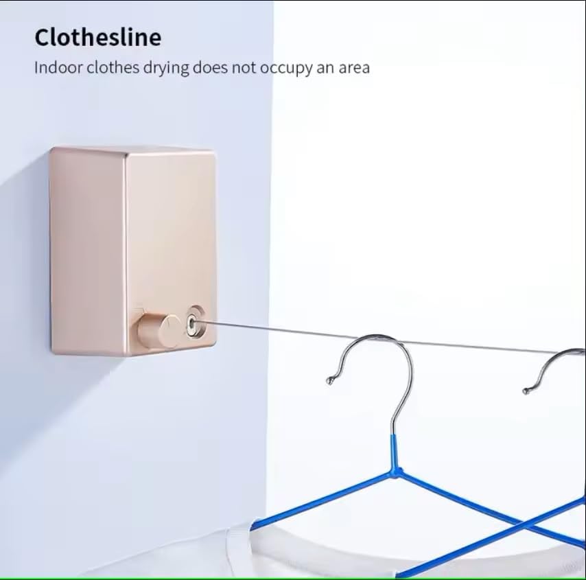 Retractable Clothesline Laundry Line Outdoor Indoor Cord Portable Travel Wall - Image 2