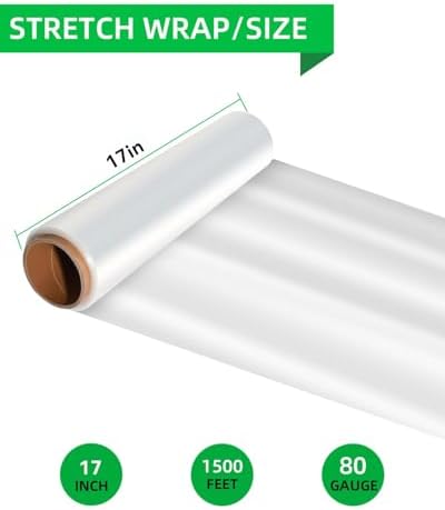 Stretch Wrap, Shrink Wrap Rolls 17in x 1500ft 2Pack, Heavy Duty Pallet Wrap - Image 2