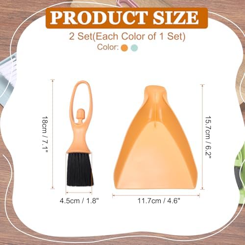 uxcell 2 Pcs Mini Dustpan and Brush Set, Small Broom and Dustpan Set - Image 2
