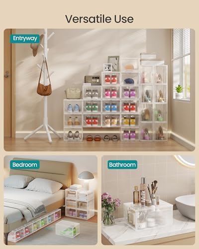 SONGMICS Shoe Boxes with Magnetic Doors, Fit up to US Size 12 - Image 6