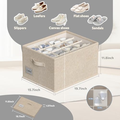 2 Pack Shoe Organizer for Closet, Fits 16-32 Pairs Fabric Shoe Storage Bins - Image 2