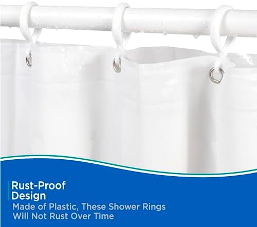 Kenney - Shower Curtain Rings, Rust-Proof Plastic Double Hooks - Image 4