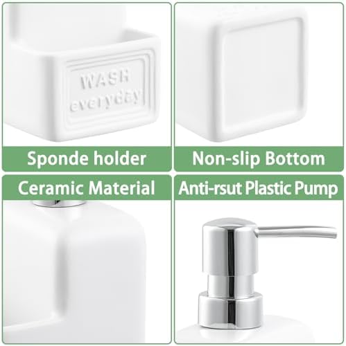 RQYIXI 2-in-1 Ceramic Dish Soap Dispenser - Image 6