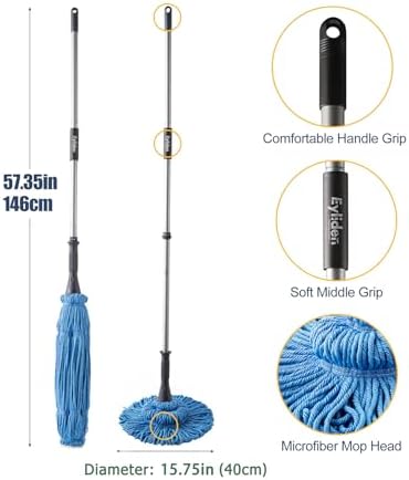 Eyliden Mop with 2 Reusable Microfiber Heads, Easy Wringing Twist Mop - Image 6