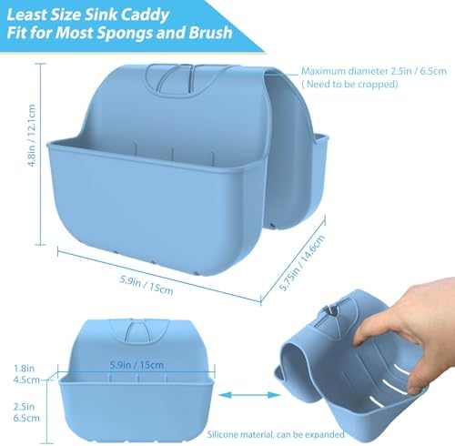 Sponge Holder for Kitchen Sink, Silicone Sink Saddle Caddy Organizer Rack - Image 3