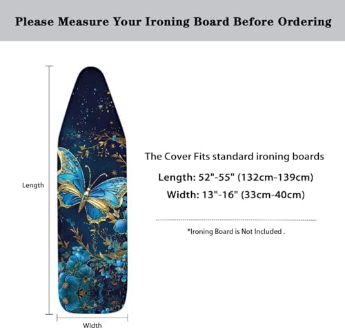 Flashideas Blue Butterfly Ironing Board Cover and Pad Standard Size Ironing - Image 6
