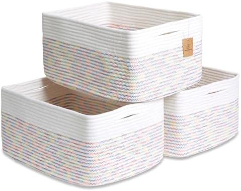 NaturalCozy Storage Baskets 16.8”x13”x7.6” Cotton Rope Woven Baskets by NaturalCozy