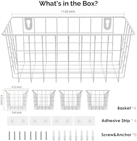 MaraFansie Hanging Wire Baskets Kitchen Storage Basket Adhesive and Screws - Image 7