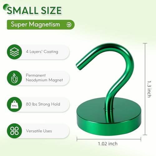 Neosmuk Magnetic Hooks Large Opening, 80lb+ Cruise Hooks, 6 Pack - Image 5