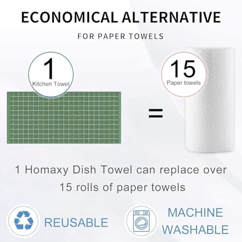 Homaxy 100% Cotton Terry Bulk Kitchen Towels, 15 Pack, Grass Green - Image 7
