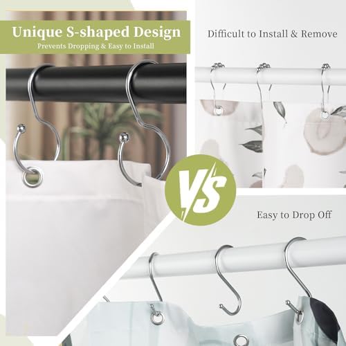 Goowin 24 Pack Shower Curtain Hooks, Anti-Fall S-Shaped Shower Curtain Ring - Image 3
