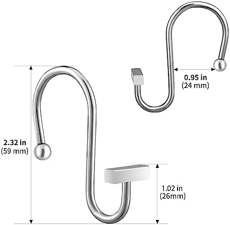 Chrome Shower Curtain Hooks, Polished Silver Shower Curtain Rings - Image 6