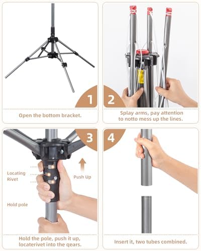 STORAGE MANIAC Portable Umbrella Clothes Drying Rack 8 Lines - Image 4
