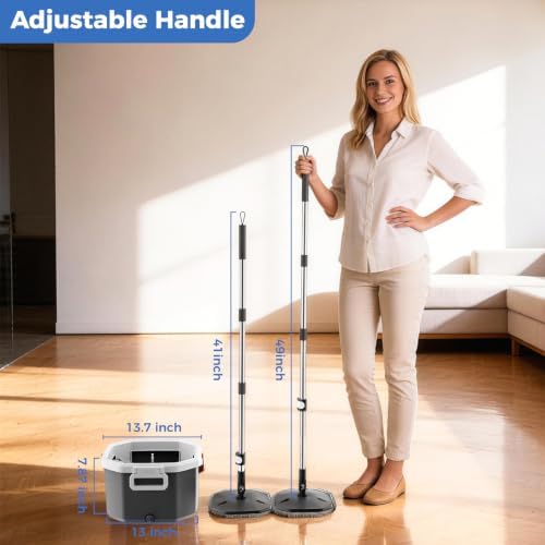 Spin Mop and Bucket Set with Wringer, Floor Mop System - Image 2
