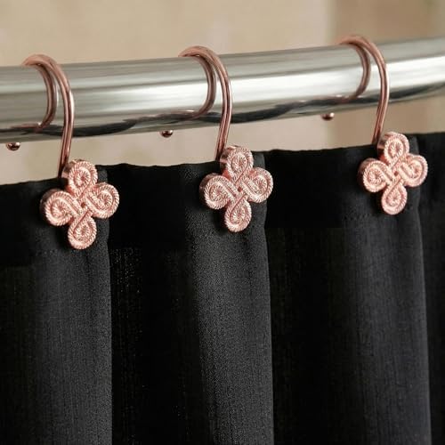 Rose Gold Shower Curtain Hooks: Rust Proof Metal Curtain Rings by PopKozzi