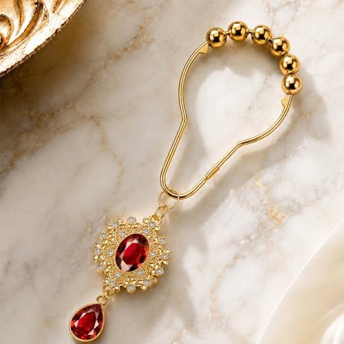 12PCS Red Gem Shower Curtain Hooks, Elegant Bathroom Decor - Image 6