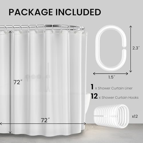 LiBa Shower Curtain PEVA 10G, 72x72 Inch Frosted - Image 5