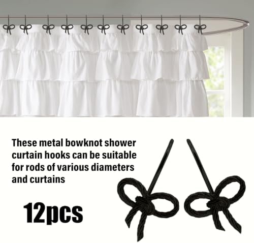Bow Decorative Shower Curtain Hooks, Rustproof Metal Bowknot Shower Curtain - Image 5