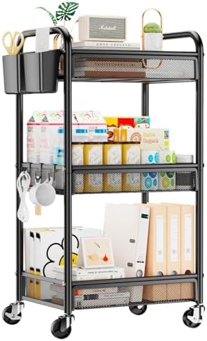 YASONIC 3 Tier Metal Rolling Cart by YASONIC