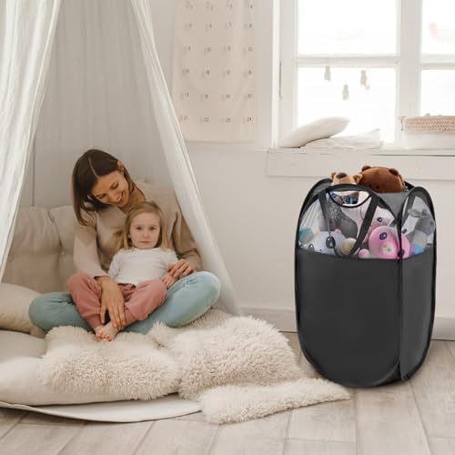 TECHMILLY Pop Up Foldable Laundry Basket, Mesh Laundry Hamper - Image 6