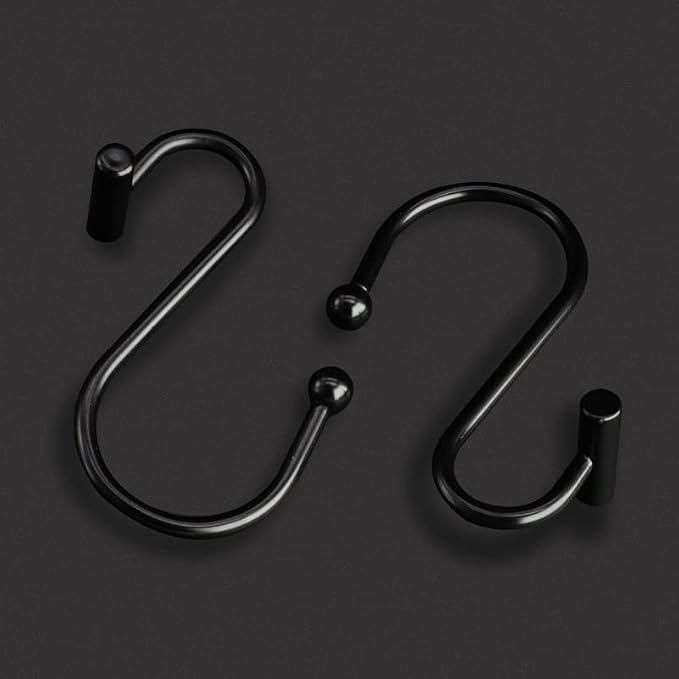 Gracelife Black Rust Resistant Metal T-Bar Shower Curtain Rings - Image 6