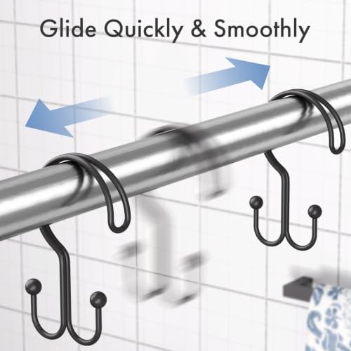Bathway Black Shower Curtain Hooks Ring, Rust Proof Metal Shower Hooks - Image 6