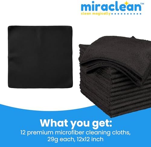 Microfiber Cleaning Cloth Black 12 Pack Premium Microfiber Towels - Image 4