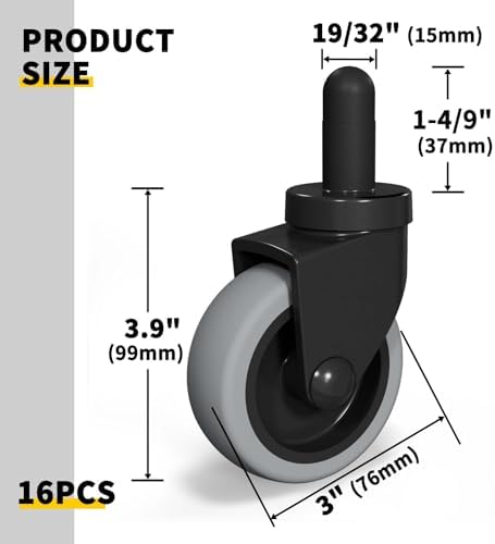 AAGUT Mop Bucket Casters Replacement 3" Set of 16, Non-Marking - Image 2