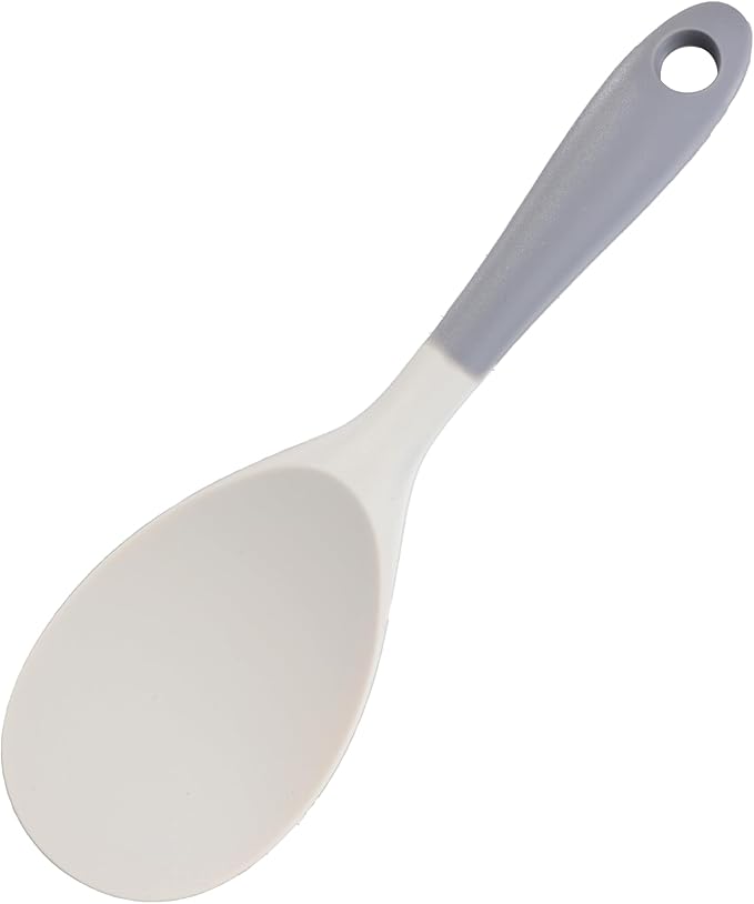 Silicone Rice Paddle, Non Stick Heat Resistant Rice Spoon Kitchen Gadge Scooper Cooking Utensil Cooker Spoon for Salads Mashed Potato (Grey)