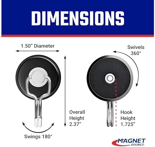 Master Magnetics 7580 Magnetic Hook Organizer Rotating Swing Hook 65 Pound Pull - Image 2