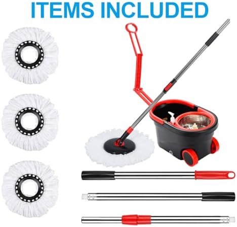 Spin Mop and Bucket with Wringer Set, 360° Rotating Head Mop Bucket System with - Image 6
