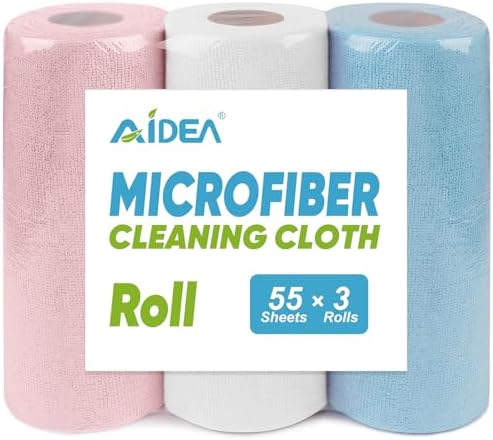 AIDEA Microfiber Cleaning Cloth Roll 165 Sheets 3 Roll, Paper Towels 11 x 9 by AIDEAHOME