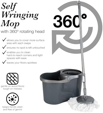 Simplify Self Wringing Mop & Bucket Set | 16 Liter | Extendable Handle | Gentle - Image 2