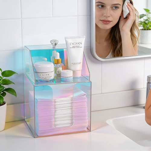 Disposable Facial Towels Storage Double Layer Acrylic Box, Glossy Rainbow - Image 2
