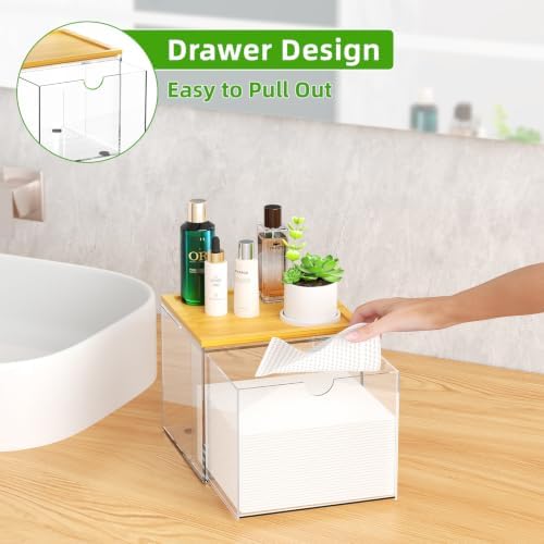 VITVITI Drawer Disposable Face Towel Holder Box, Acrylic Storage - Image 2