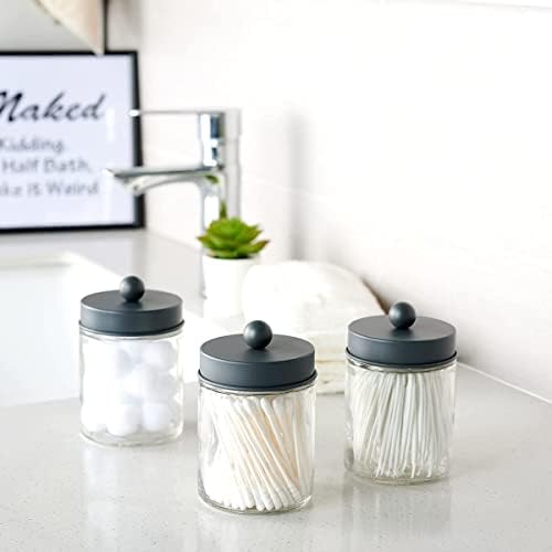 Amolliar Apothecary Jar Bathroom Storage Qtip Holder Glass - Image 6