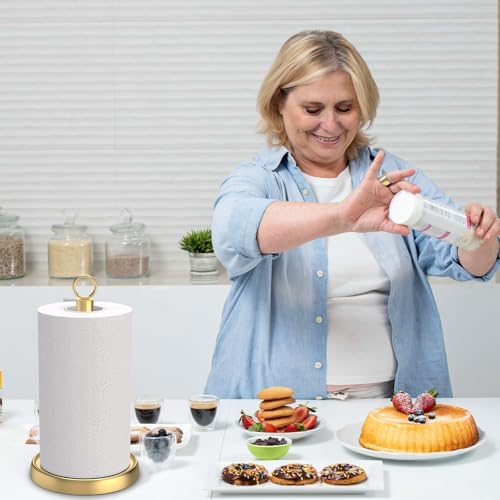 Gold Paper Towel Holder Countertop, Stainless Steel, Weighted Base, Paper Towel - Image 4