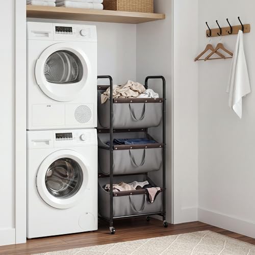 GRANNY SAYS 3 Tiered Laundry Sorter, Narrow Hamper Cart - Image 6