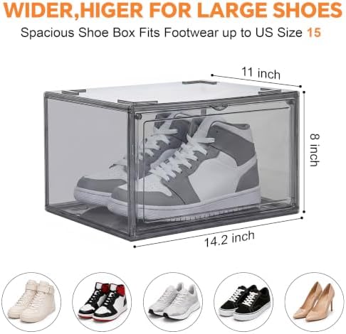 MMBABY 12 Pack Acrylic Shoe Boxes– Ultra Clear Plastic Stackable Sneaker Storage - Image 2