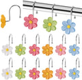Flower Shower Curtain Hooks, 12 Pack Rustproof Stainless Steel Decorative by GNUEYART