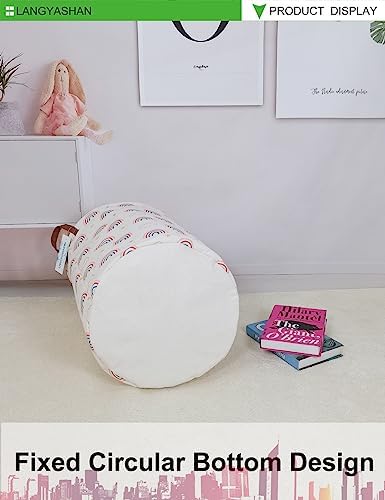 Round Laundry Basket Collapsible Storage Hamper Cloud Rainbow - Image 7