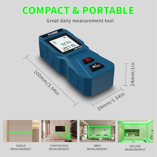 Mini Laser Measure wiht USB-C Rechargeable Pocket-Size Digital Tape 262FT - Image 2