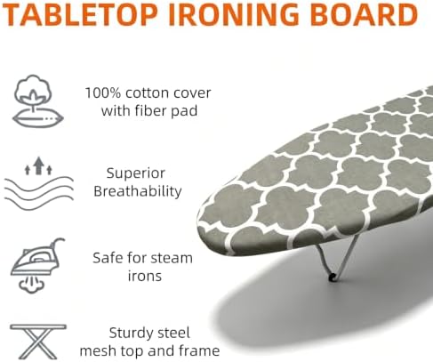 Tabletop Ironing Board with Heat Resistant Cover and Pad - Image 4